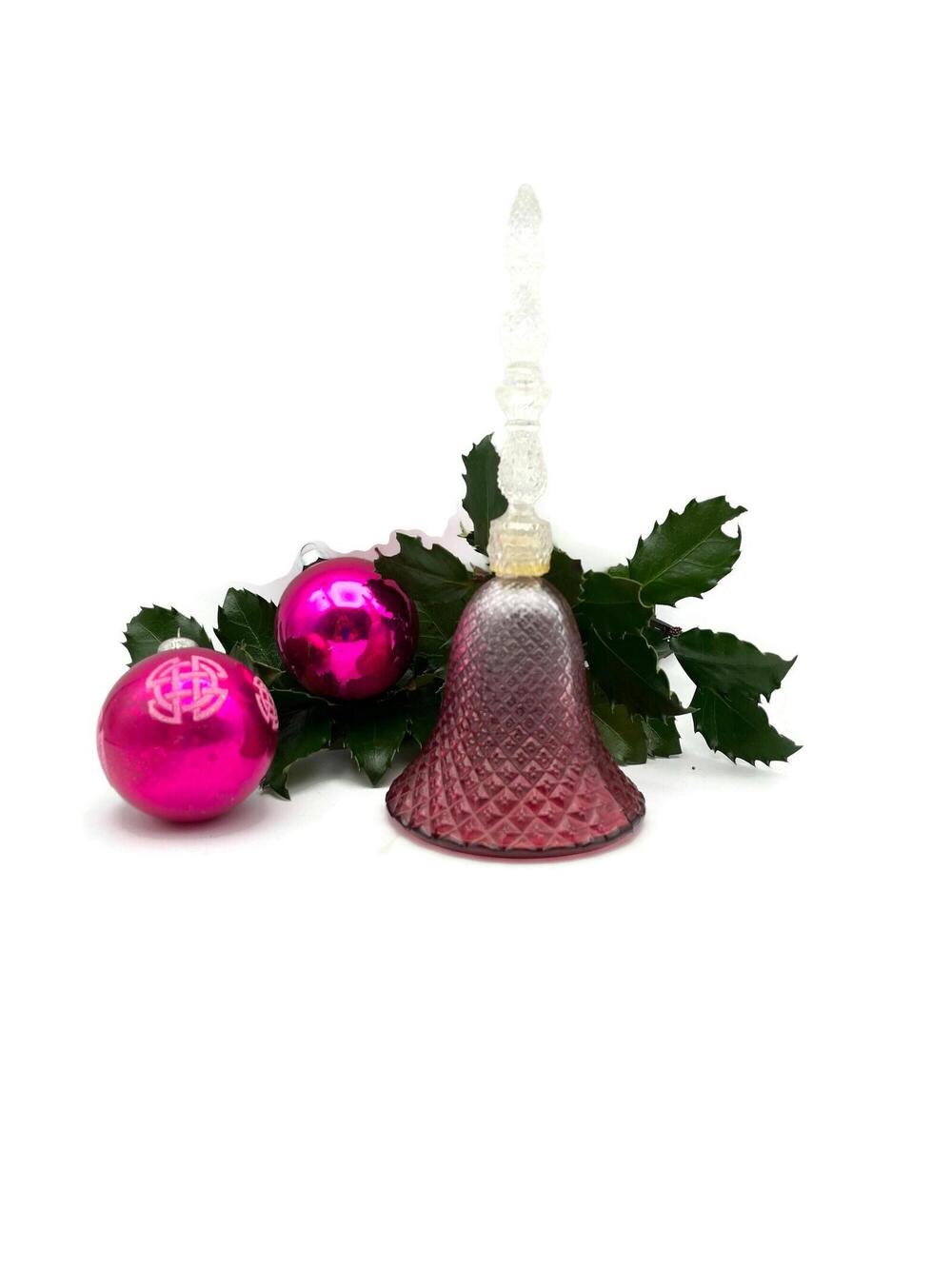 Vintage 1970s Avon Perfume Bottle: Pink Rosepoint Bell, Ombre Cut Glass